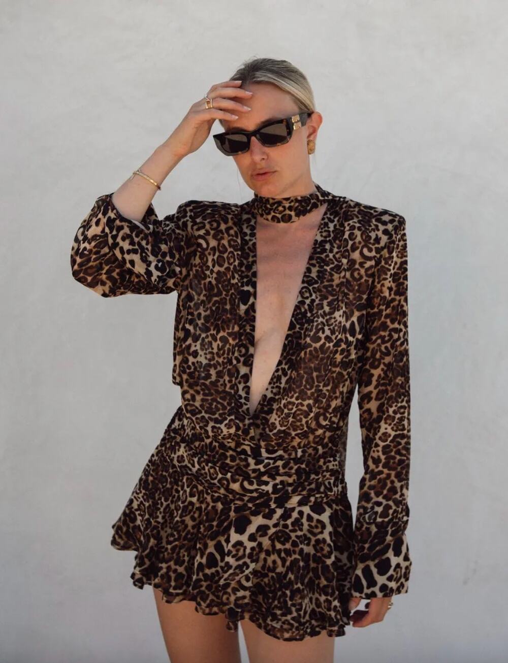 AWAVE Studio | NWT Eternal 5 Mini Dress With Shawl in Leopard Chiffon 36/4